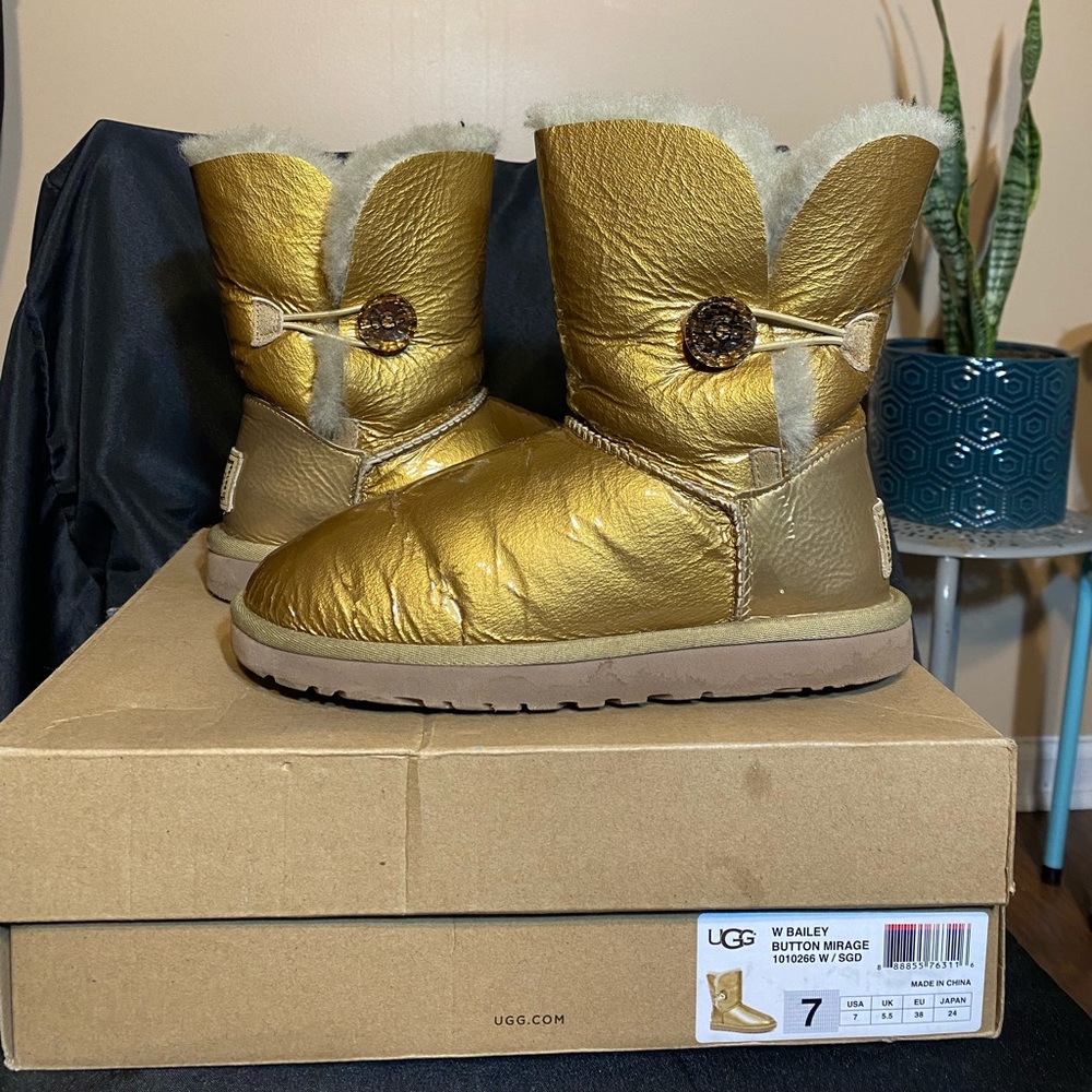 UGG Gold Metallic Bailey Button Boots